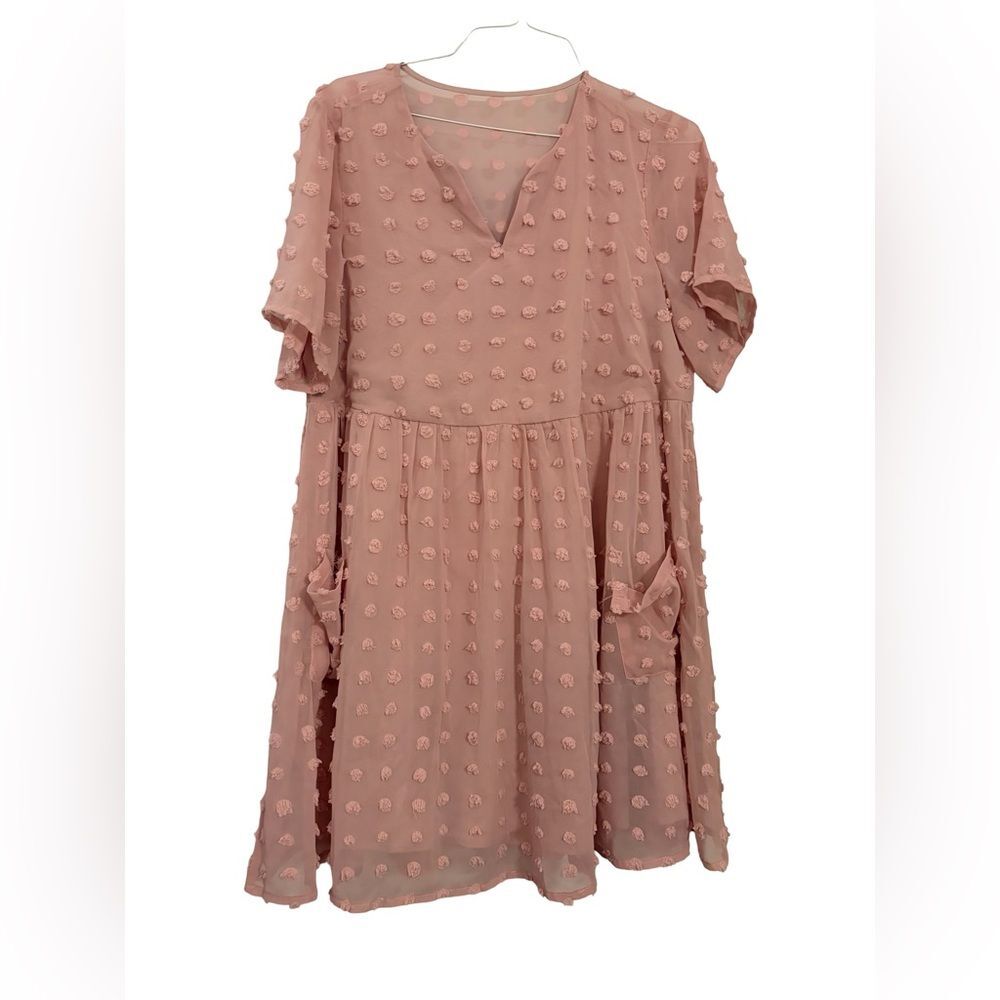 Women’s SHEIN Curve 0XL Swiss Dot Babydoll Dress – Blush Pink